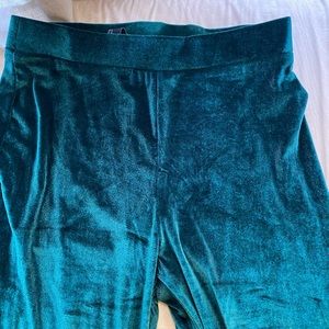 Dark green, velvet bellbottoms.